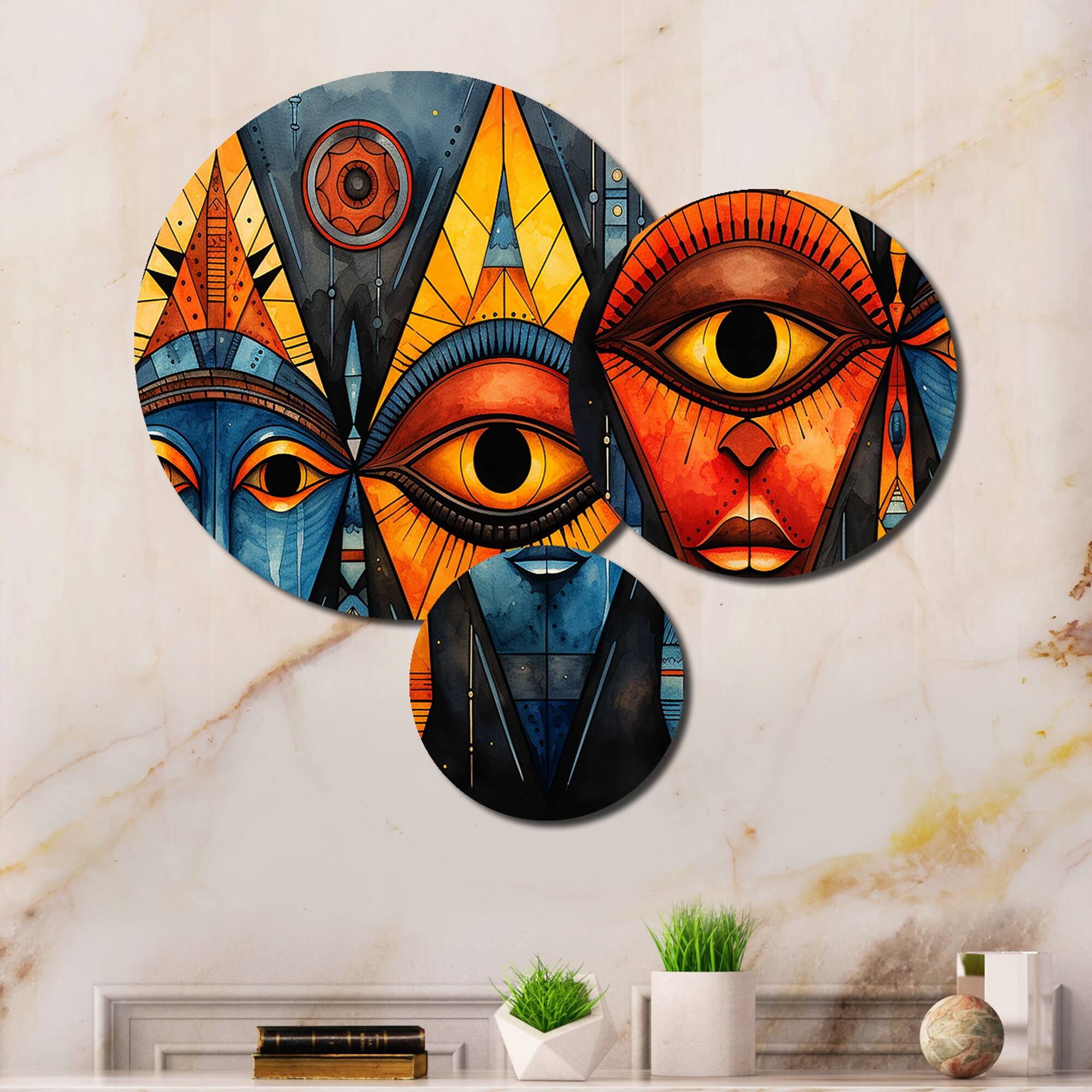 Designart "African Tribal Patterns II" African Metal Art Print Set